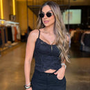Regata Corset Luxo Em Renda Com Bojo