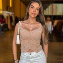 Regata Corset Luxo Em Renda Com Bojo