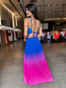Vestido plissado color