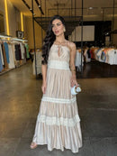 Vestido Longo Detalhe Crochê